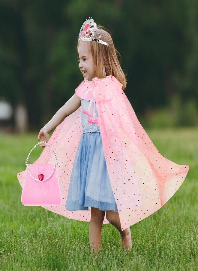 ShyLizard Princess Dress Up Clothes for Little Girls, 10 Pcs Toddler Dress Up Toys, Princess Cape with Crown, Wand, Jewelry, Princess Play Toys Gifts for 3 4 5 6 Year Old Girls(Pink) - Image 5